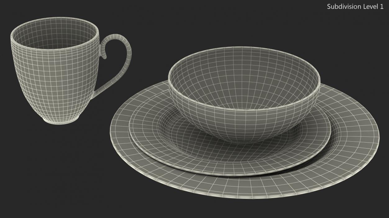 Blue Dinnerware Set 3D model