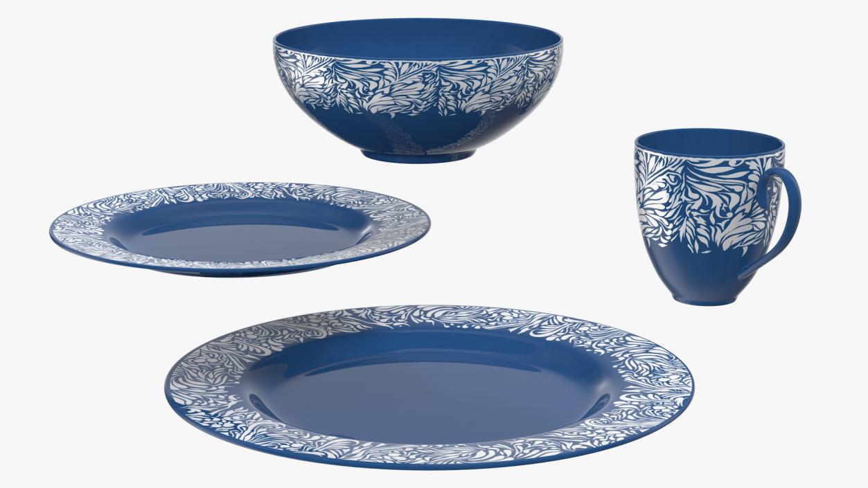 Blue Dinnerware Set 3D model