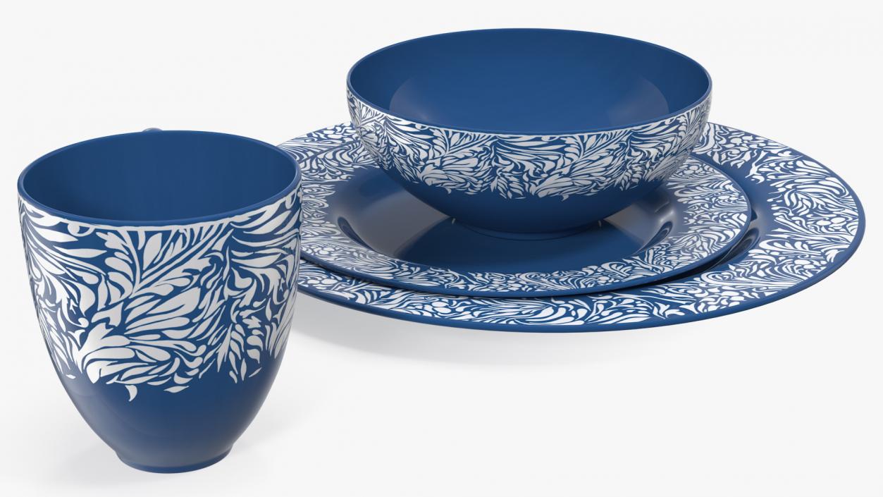 Blue Dinnerware Set 3D model