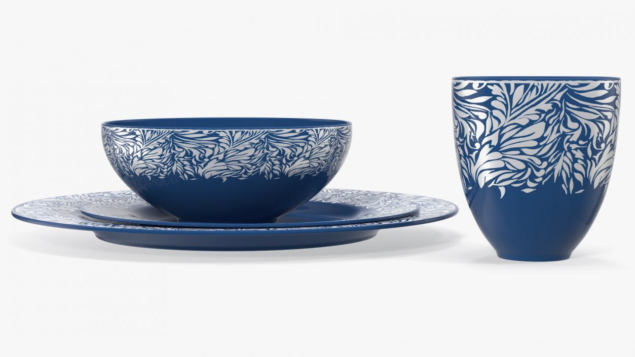 Blue Dinnerware Set 3D model