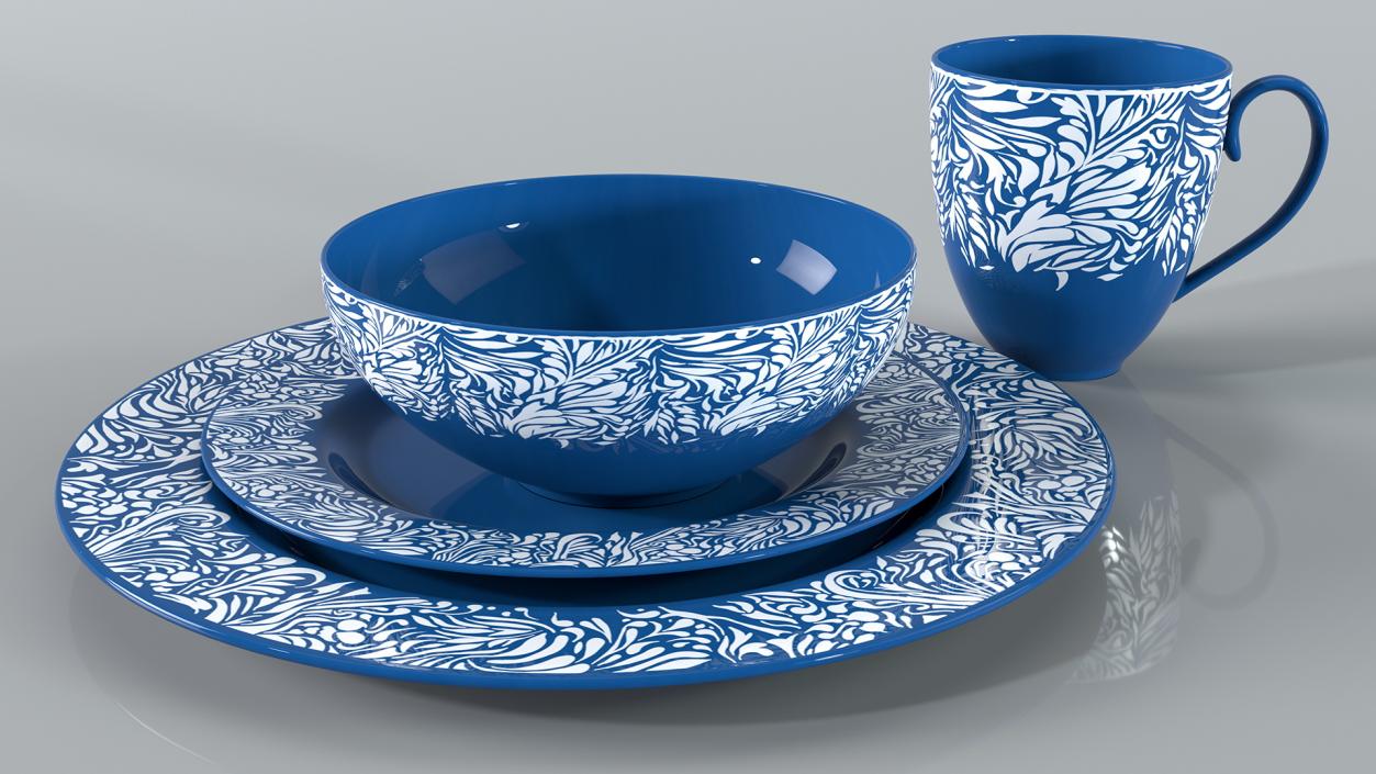 Blue Dinnerware Set 3D model