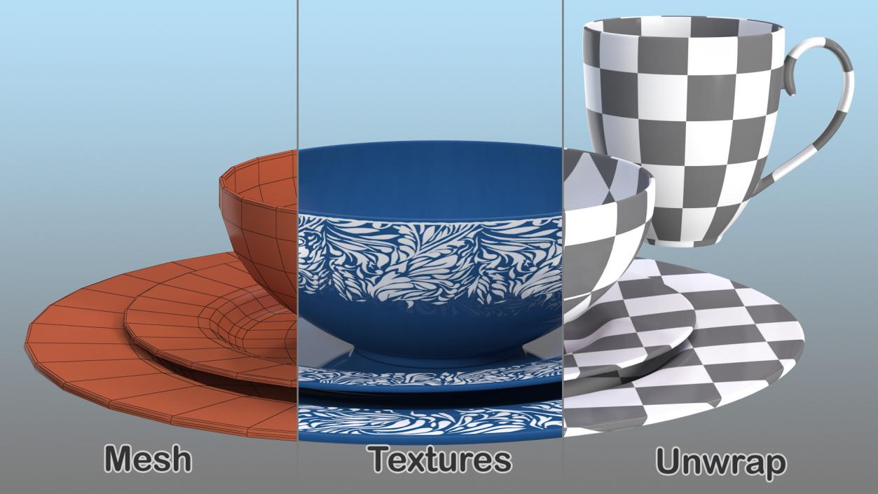 Blue Dinnerware Set 3D model