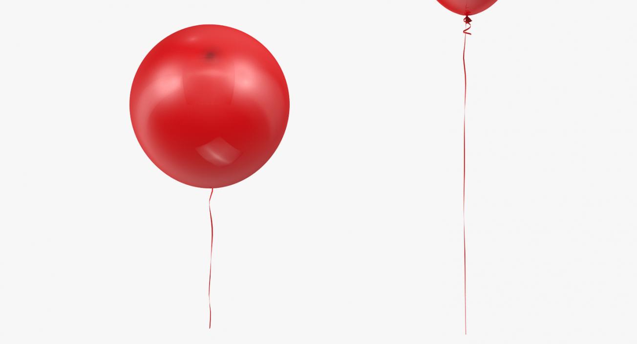 3D Red Balloon with Ribbon model