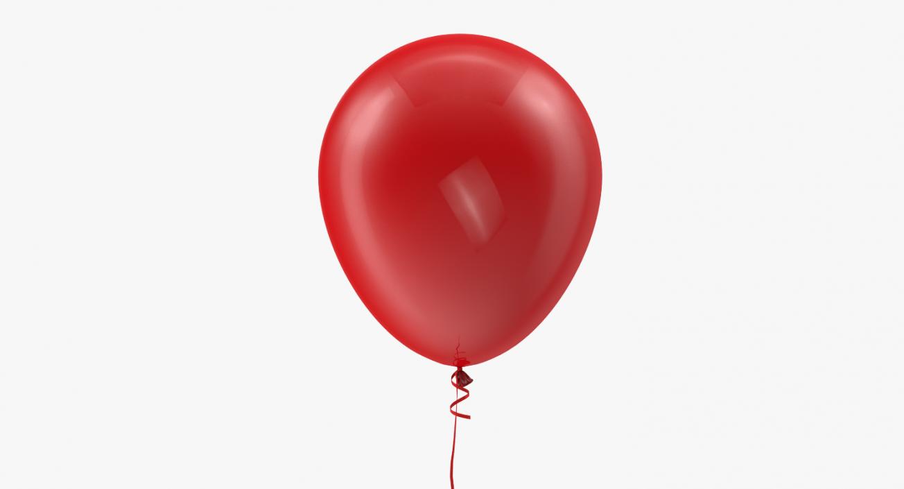 3D Red Balloon with Ribbon model