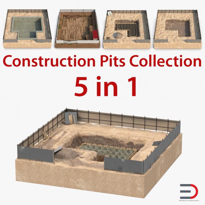 3D Construction Pits Collection model