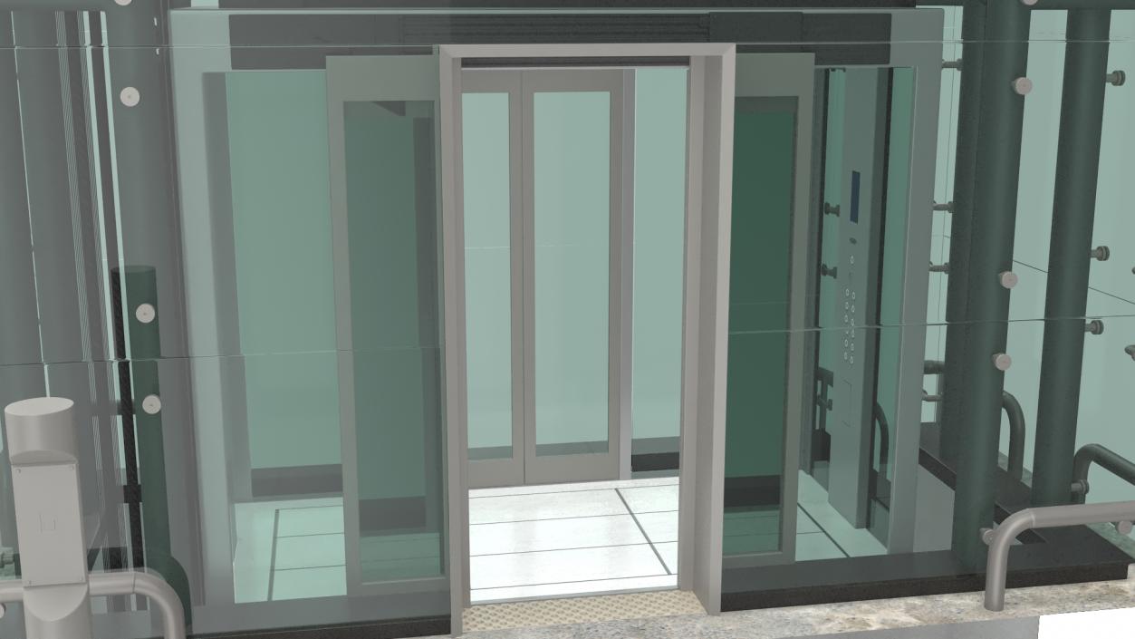 Cargo Glass Elevator Chrome 3D