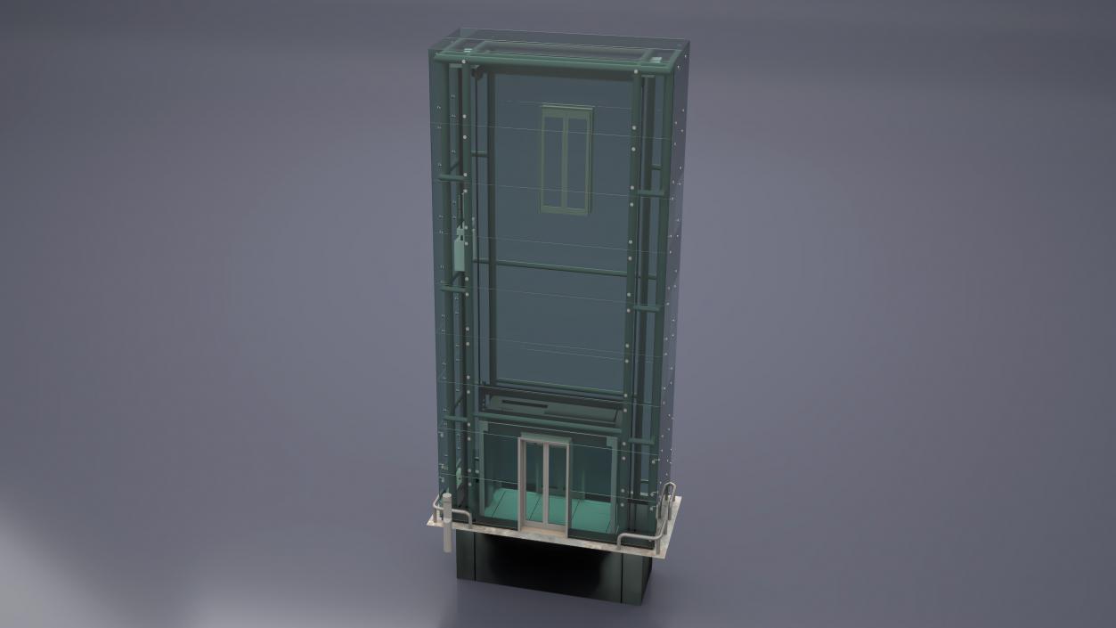 Cargo Glass Elevator Chrome 3D