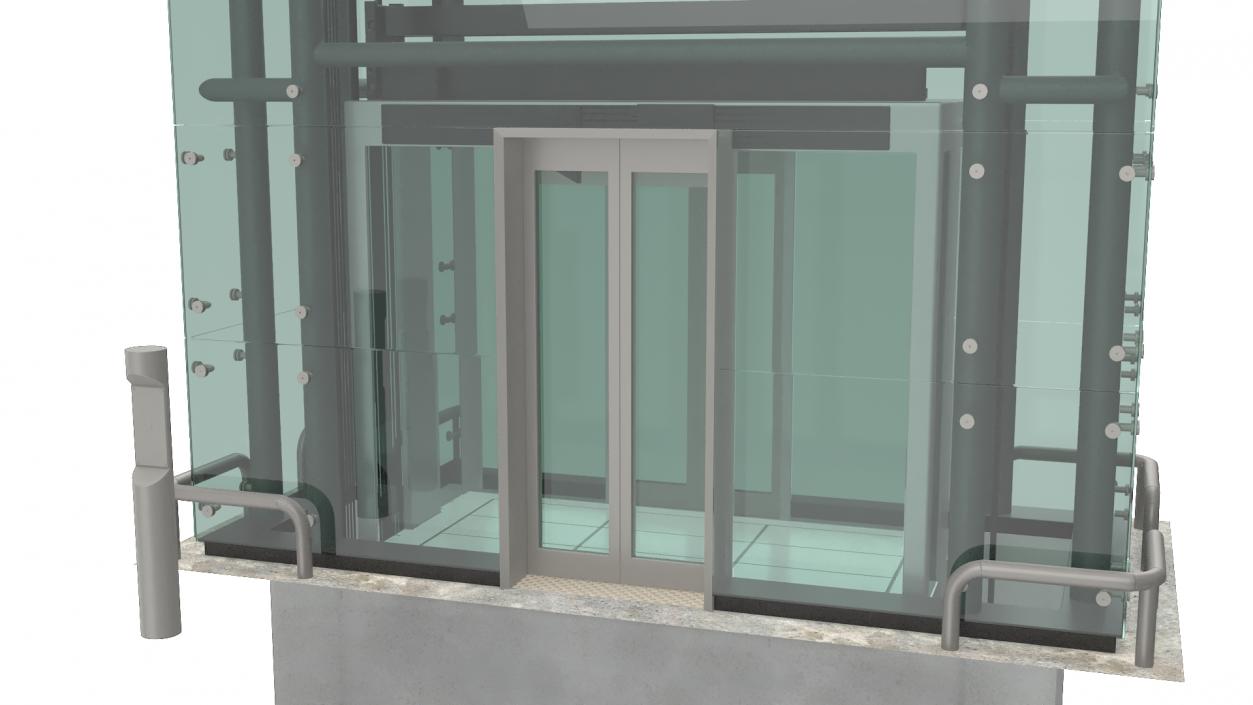 Cargo Glass Elevator Chrome 3D