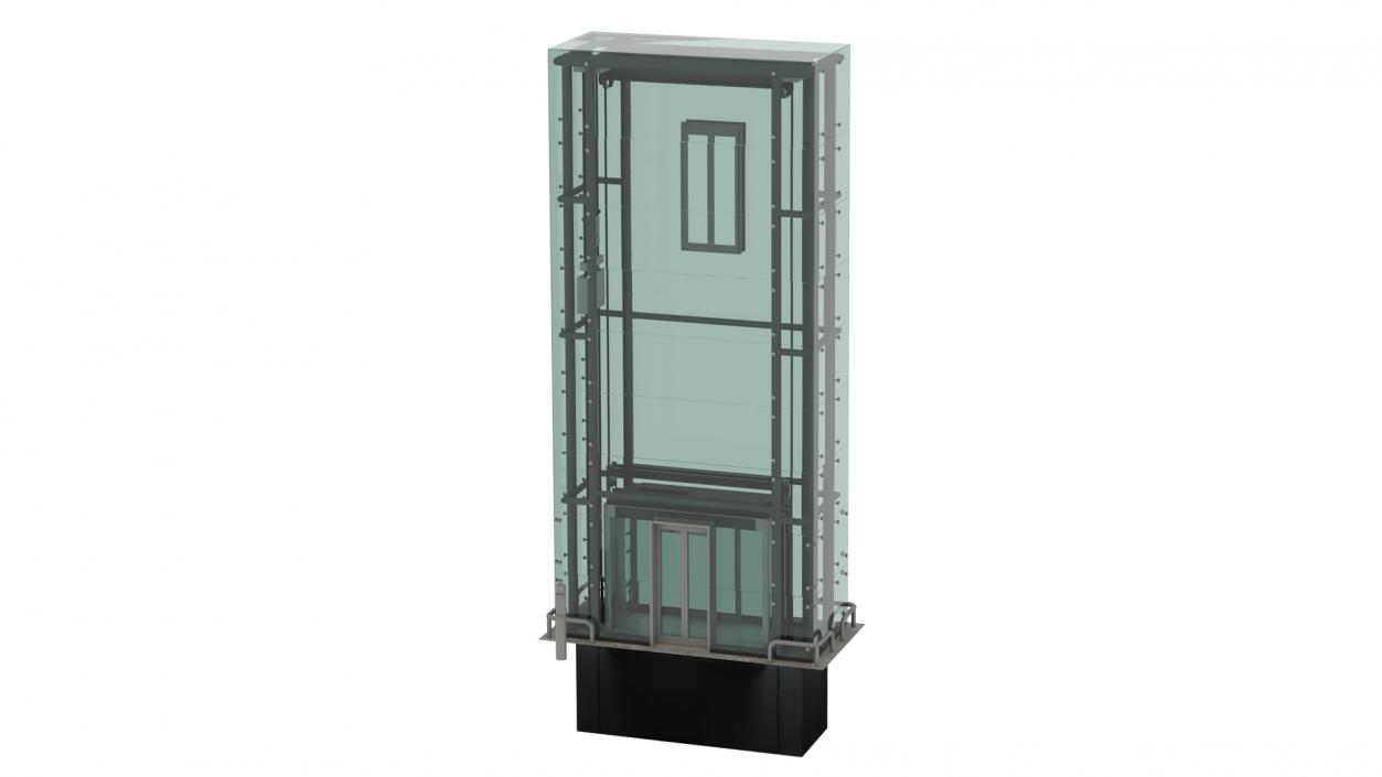 Cargo Glass Elevator Chrome 3D