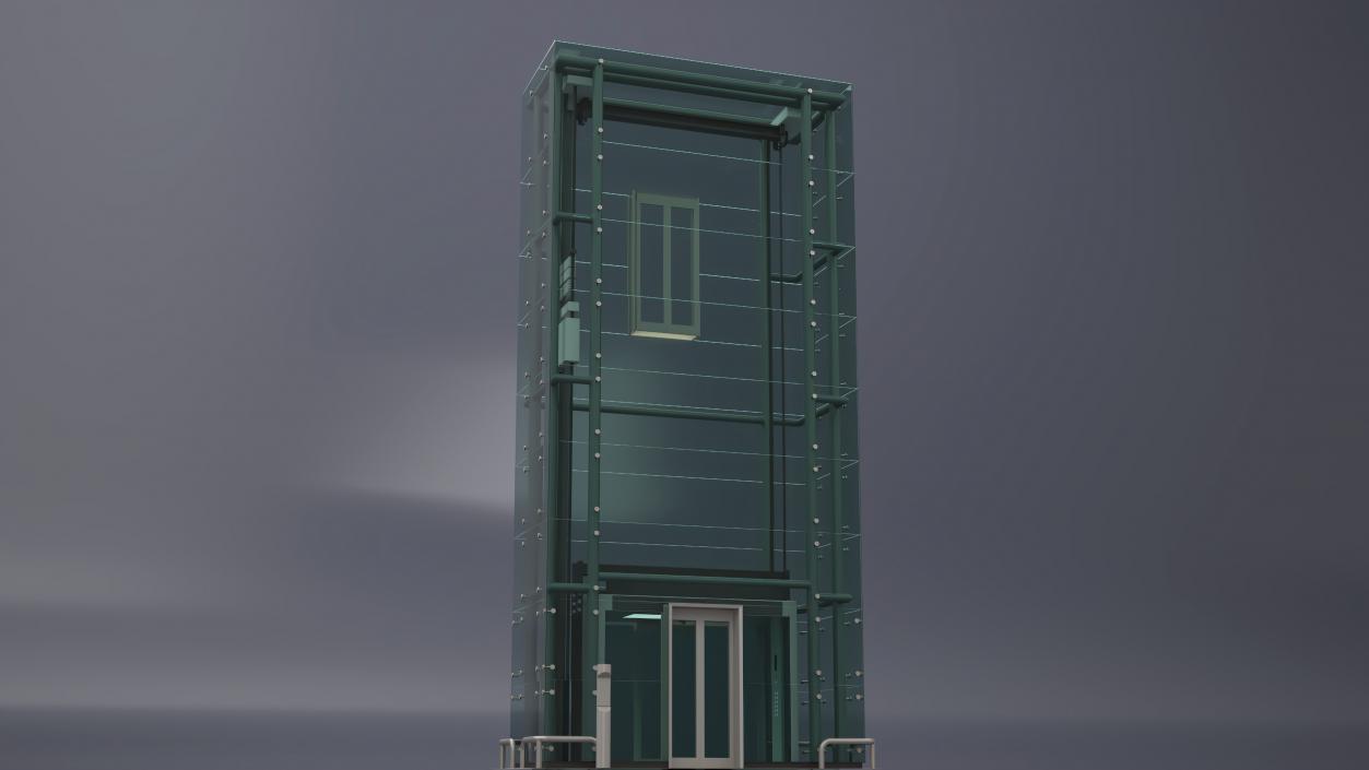 Cargo Glass Elevator Chrome 3D