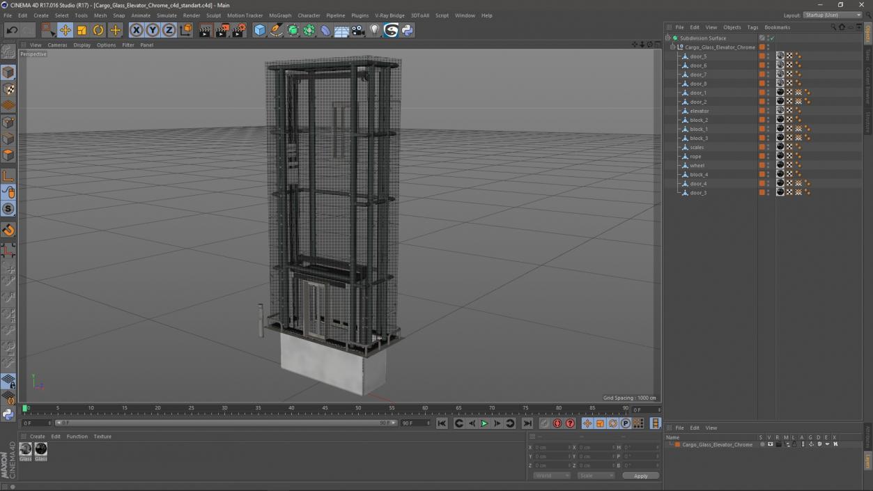 Cargo Glass Elevator Chrome 3D