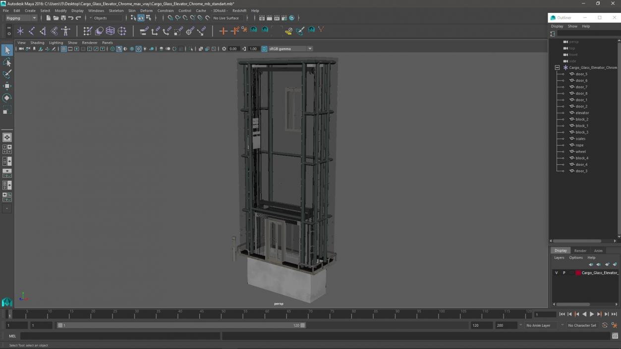 Cargo Glass Elevator Chrome 3D