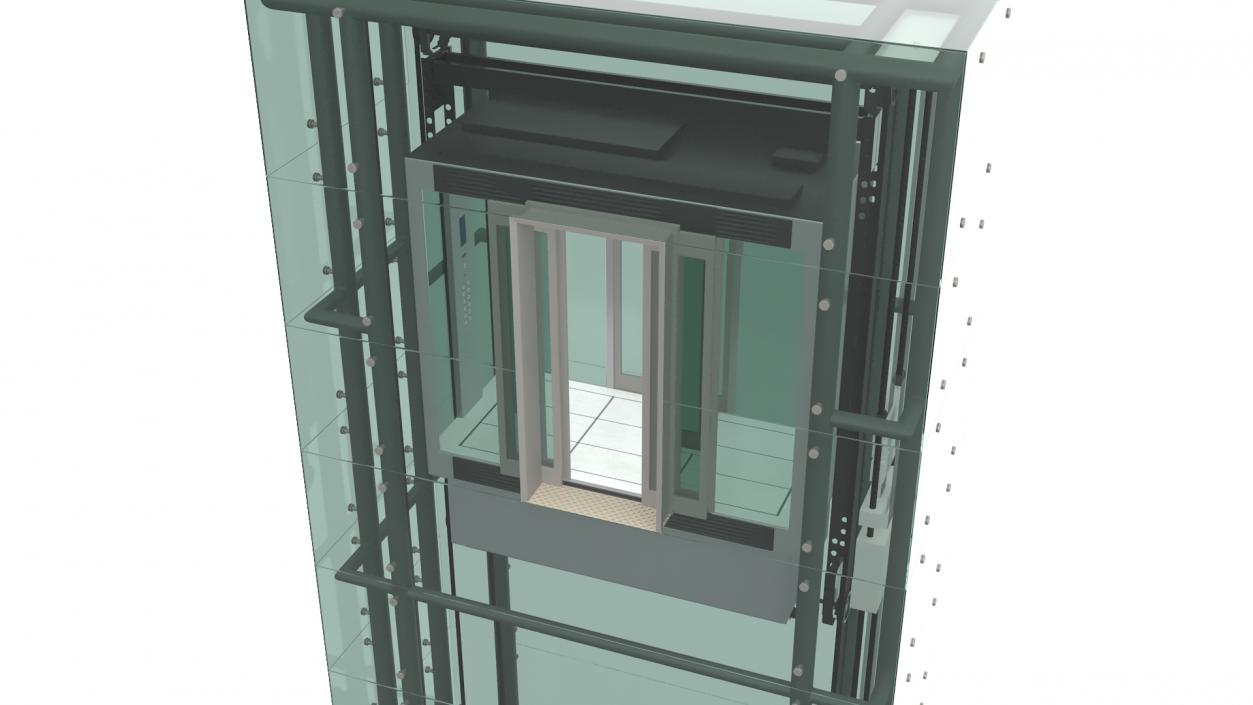 Cargo Glass Elevator Chrome 3D