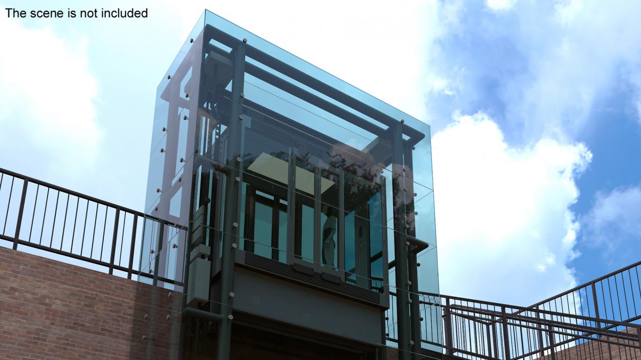 Cargo Glass Elevator Chrome 3D