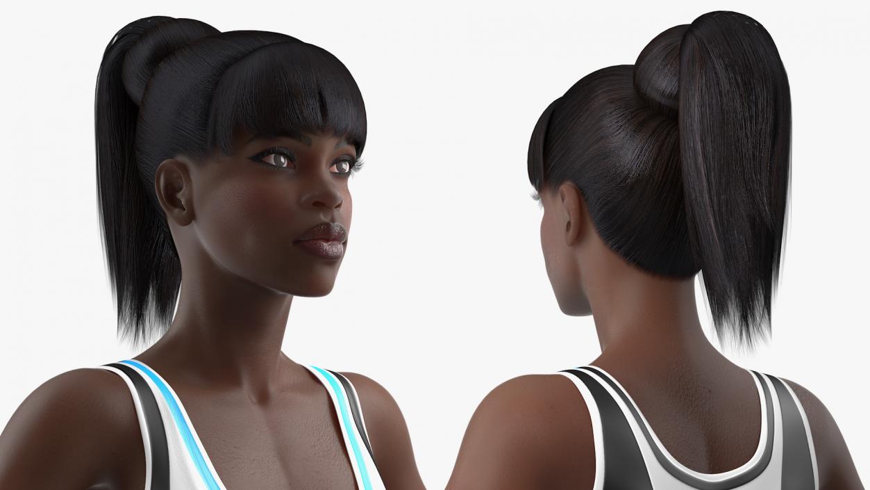 3D model Dark Skin Fitness Woman T Pose