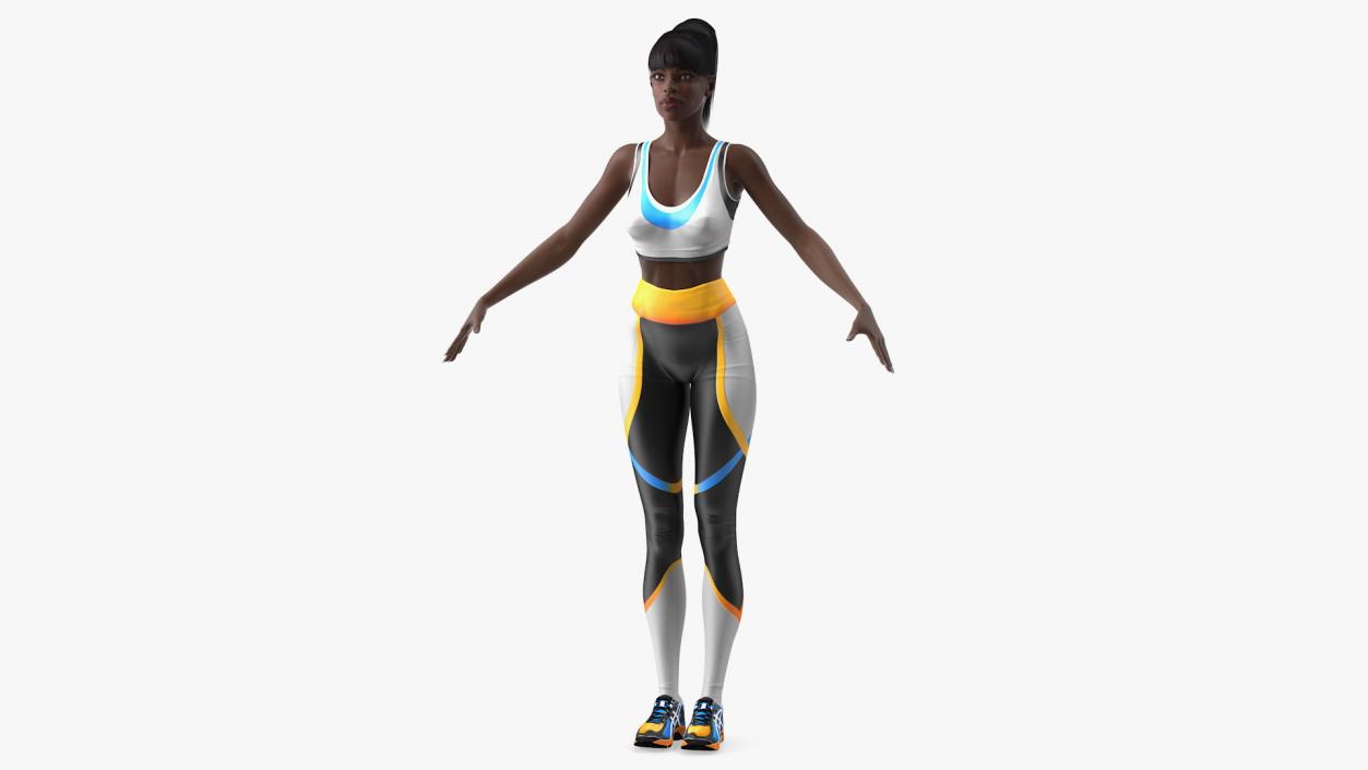 3D model Dark Skin Fitness Woman T Pose