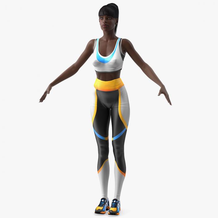 3D model Dark Skin Fitness Woman T Pose