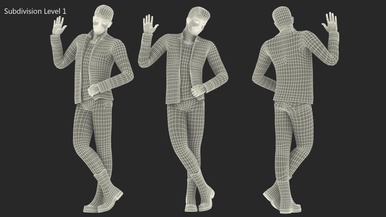 3D Teenage Boy Fashionable Style Standing Pose model