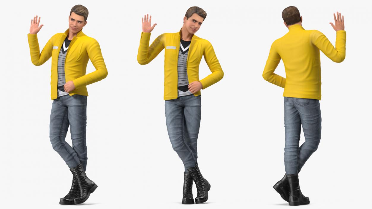 3D Teenage Boy Fashionable Style Standing Pose model