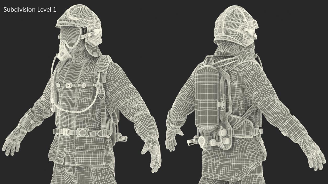 3D Firefighter Fully Equipped