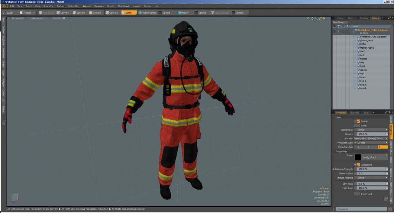 3D Firefighter Fully Equipped