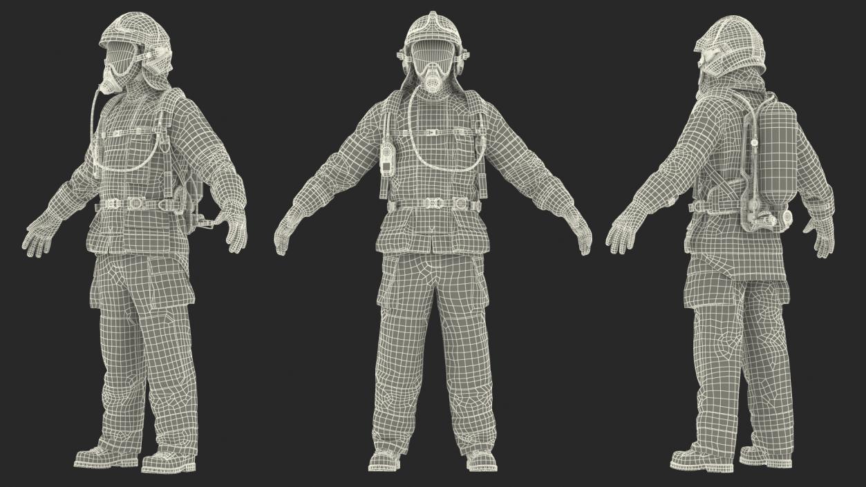 3D Firefighter Fully Equipped