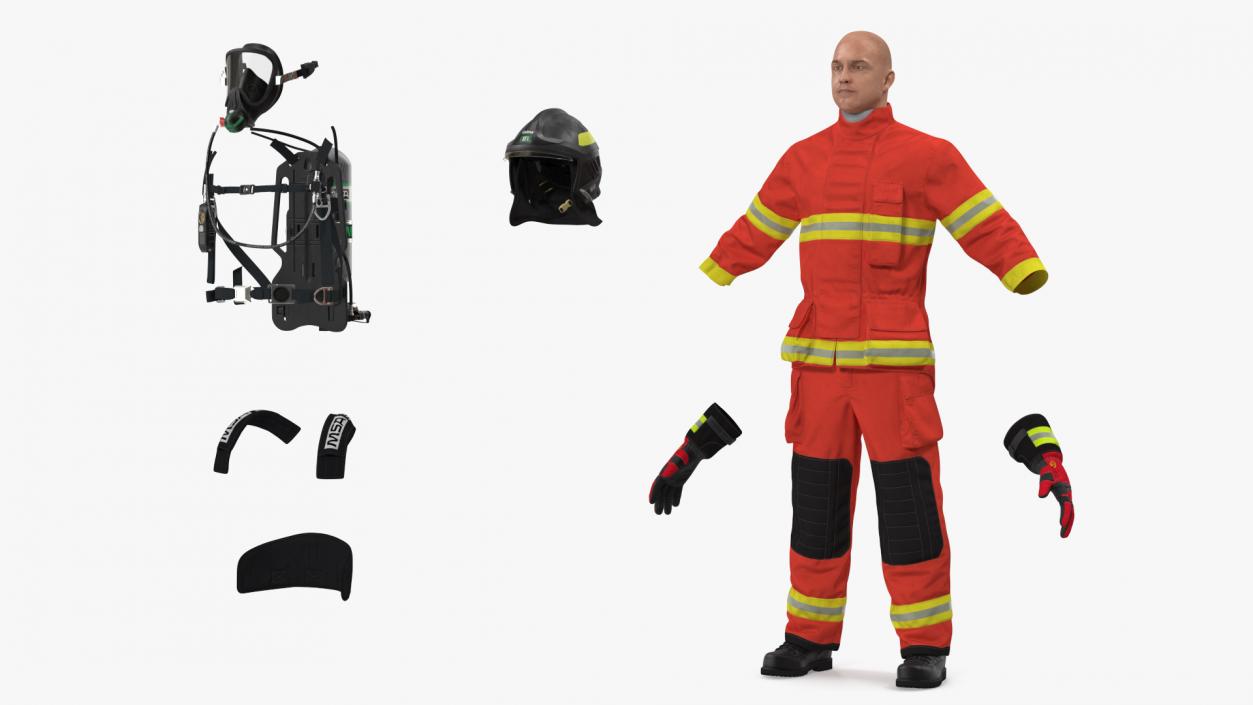 3D Firefighter Fully Equipped