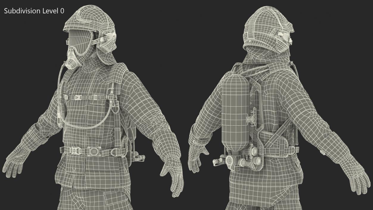 3D Firefighter Fully Equipped