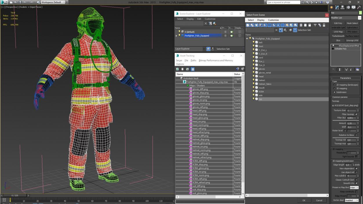 3D Firefighter Fully Equipped