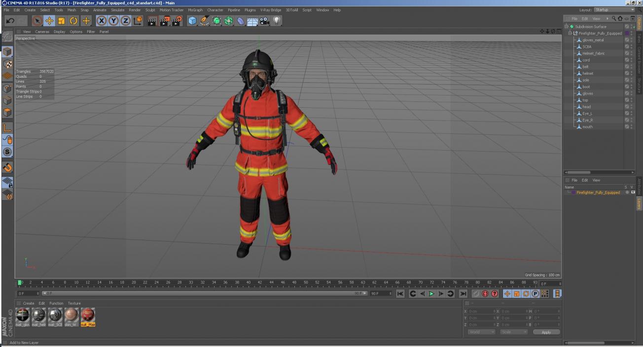 3D Firefighter Fully Equipped