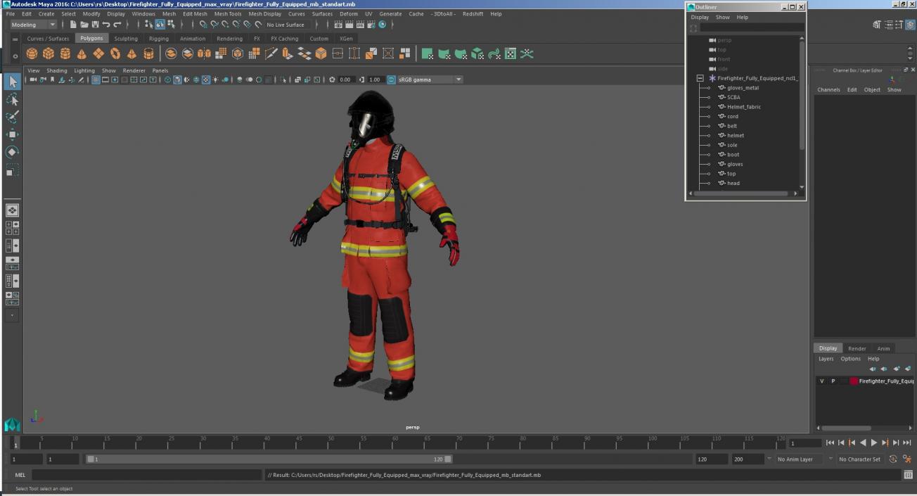 3D Firefighter Fully Equipped