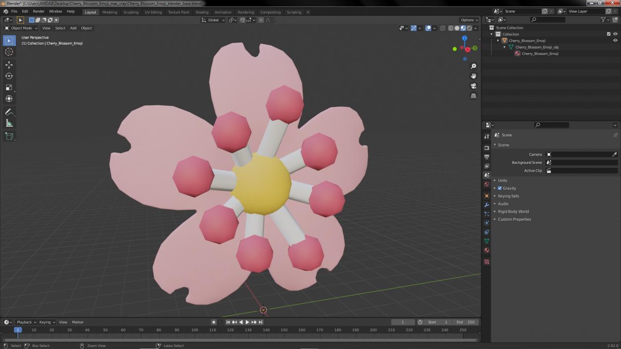 3D model Cherry Blossom Emoji