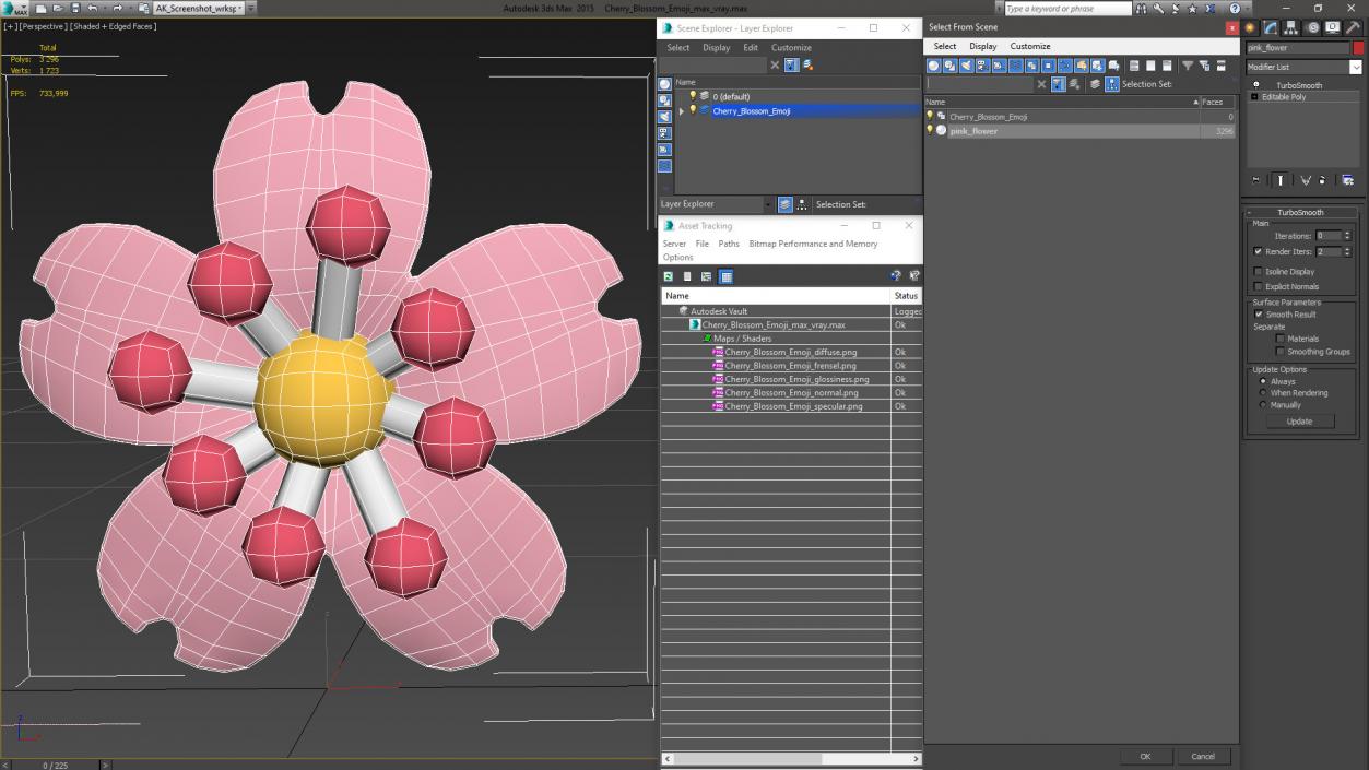 3D model Cherry Blossom Emoji