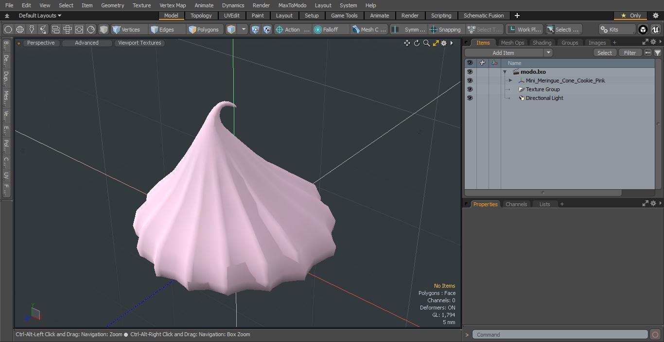 3D model Mini Meringue Cone Cookie Pink