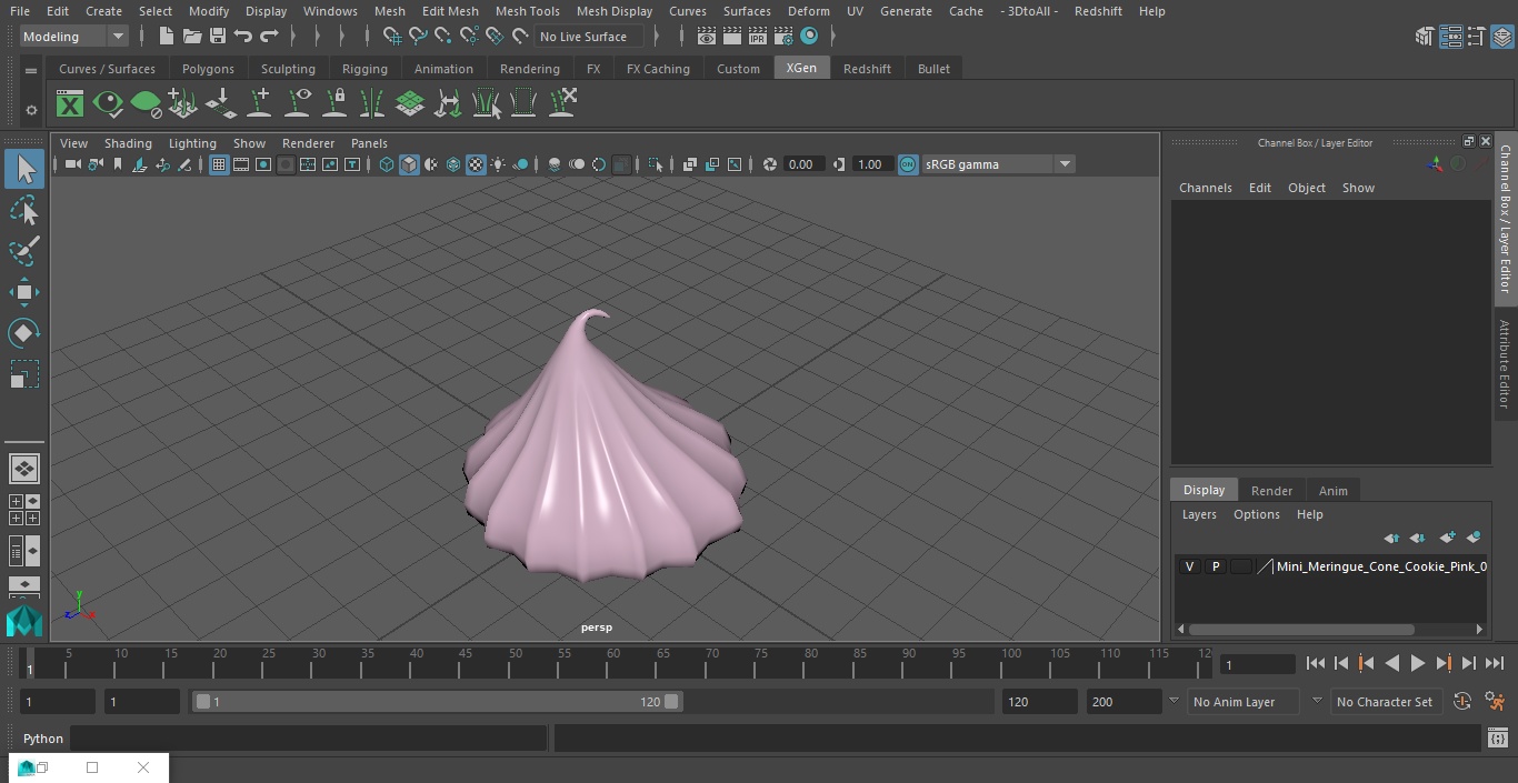 3D model Mini Meringue Cone Cookie Pink