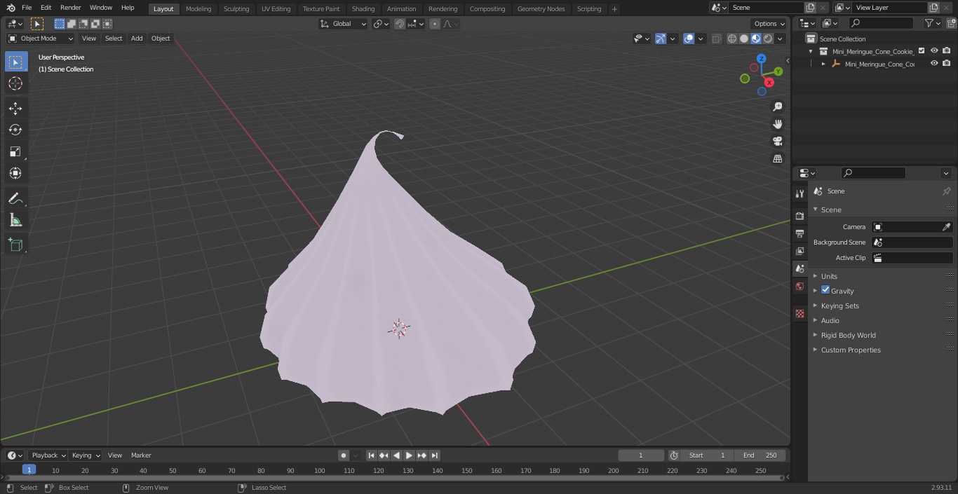 3D model Mini Meringue Cone Cookie Pink