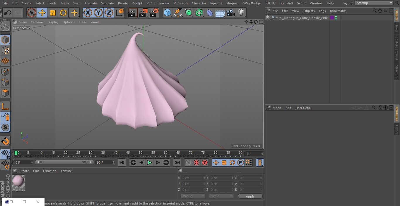 3D model Mini Meringue Cone Cookie Pink