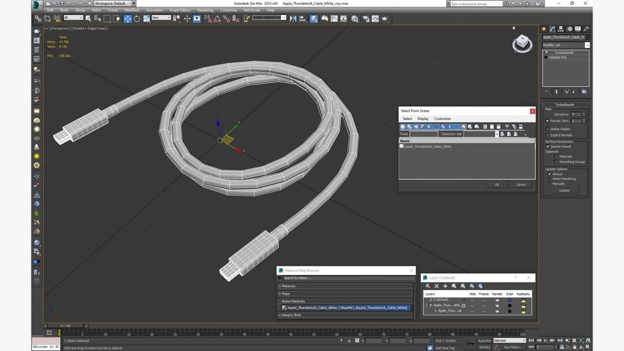 Apple Thunderbolt Cable White 3D model