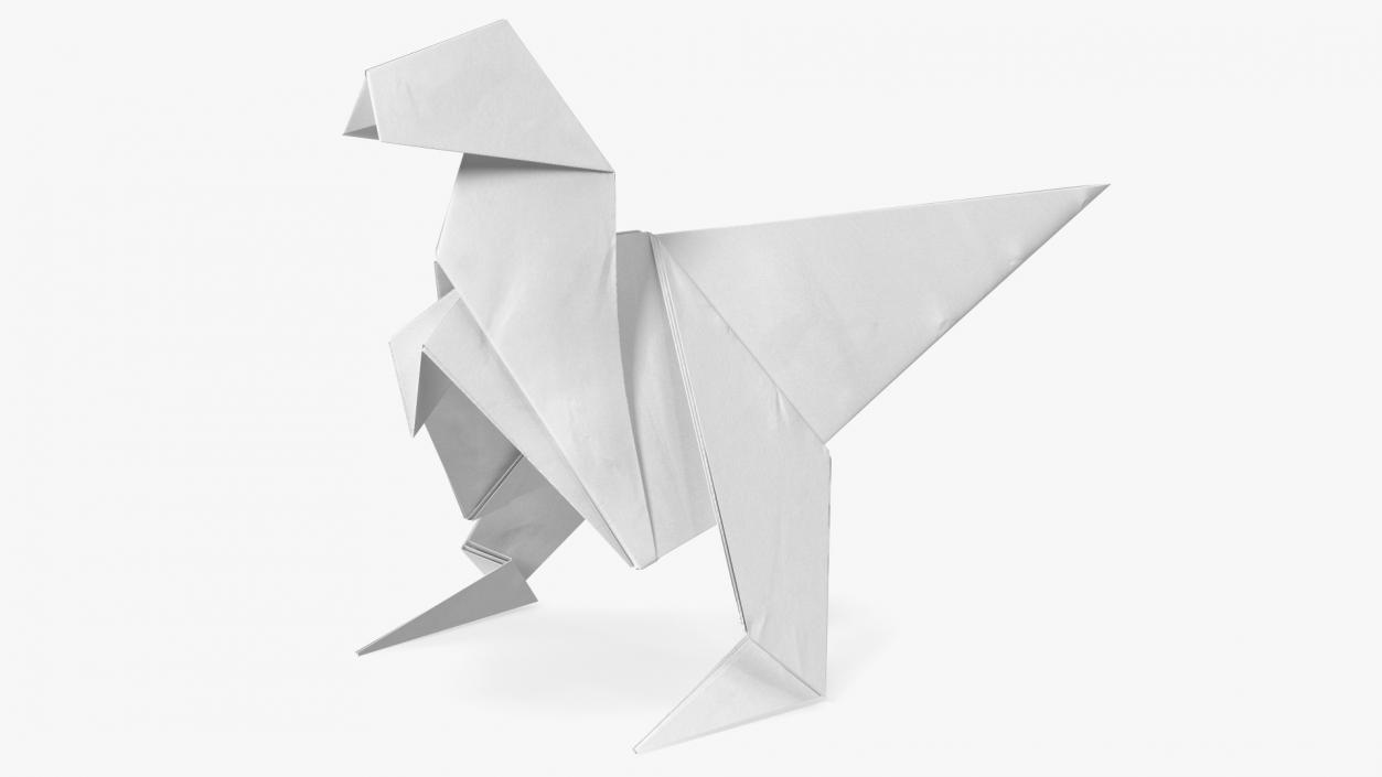 White Origami Dinosaur 3D