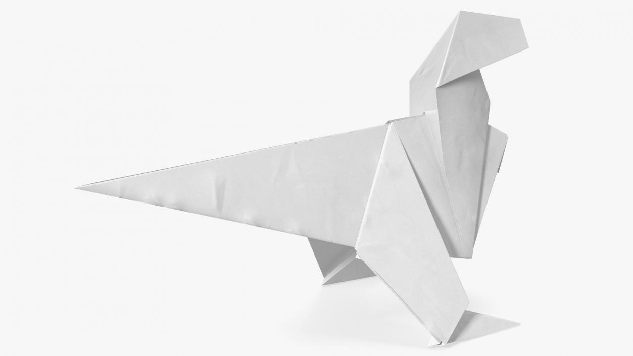 White Origami Dinosaur 3D