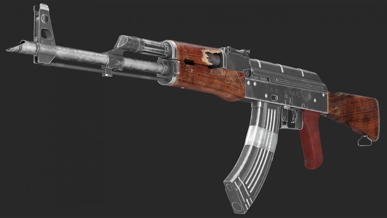 3D Damaged AK47 AAA Game Weapon model