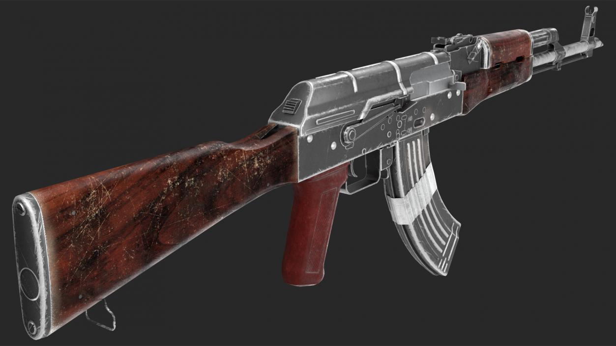 3D Damaged AK47 AAA Game Weapon model