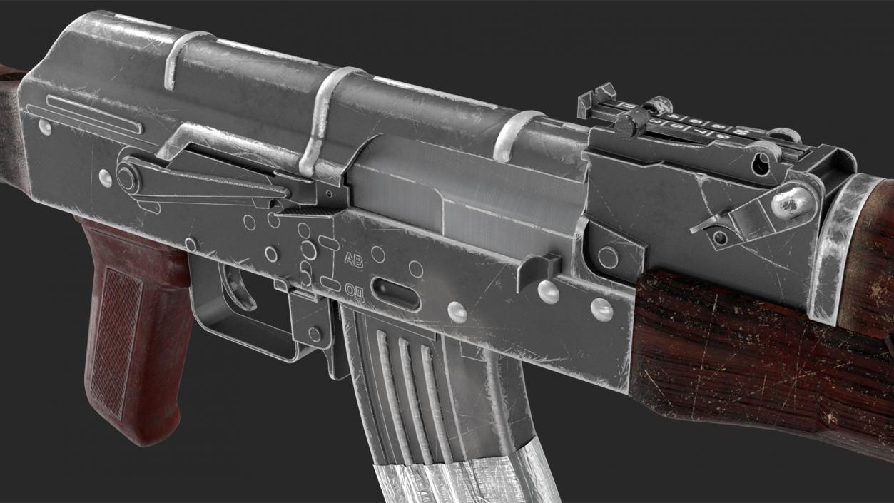 3D Damaged AK47 AAA Game Weapon model