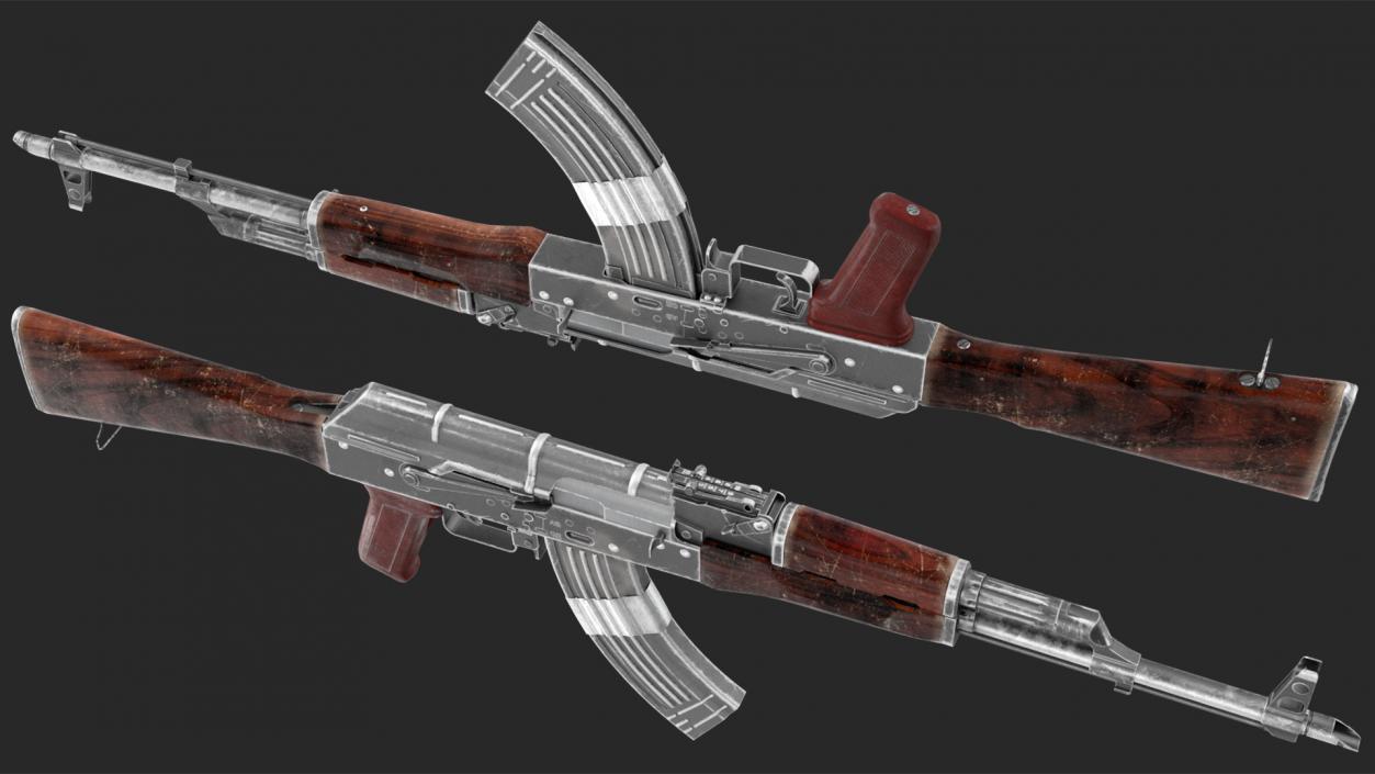 3D Damaged AK47 AAA Game Weapon model