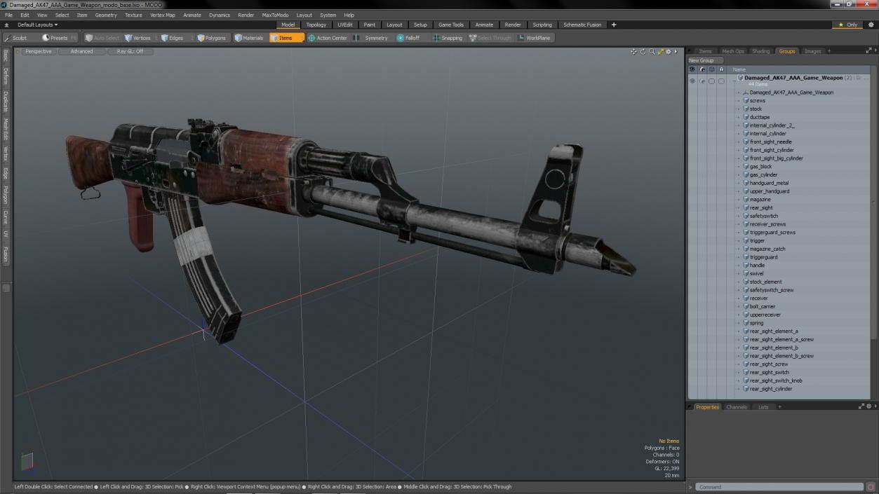 3D Damaged AK47 AAA Game Weapon model