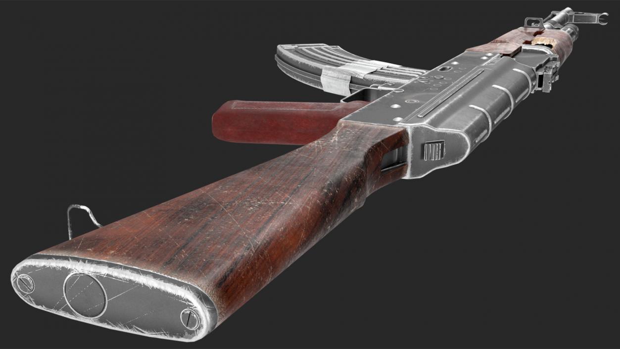 3D Damaged AK47 AAA Game Weapon model