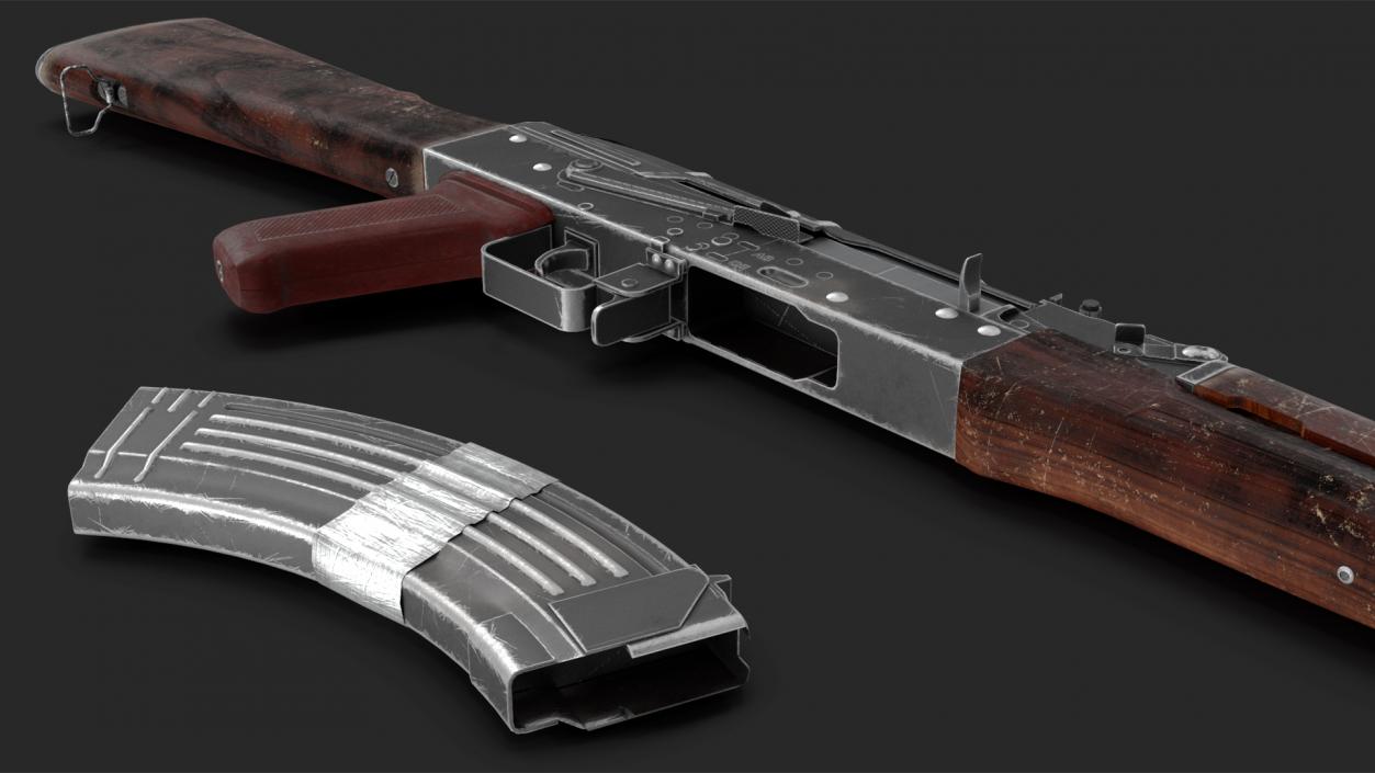 3D Damaged AK47 AAA Game Weapon model