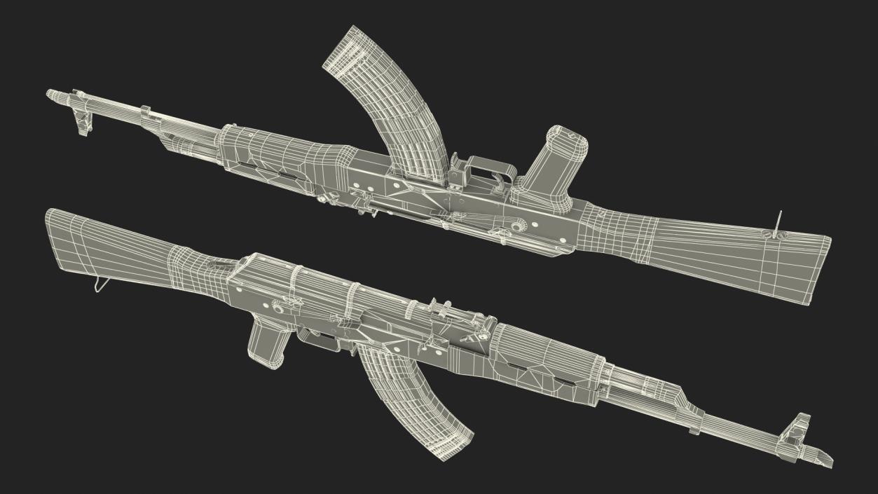 3D Damaged AK47 AAA Game Weapon model