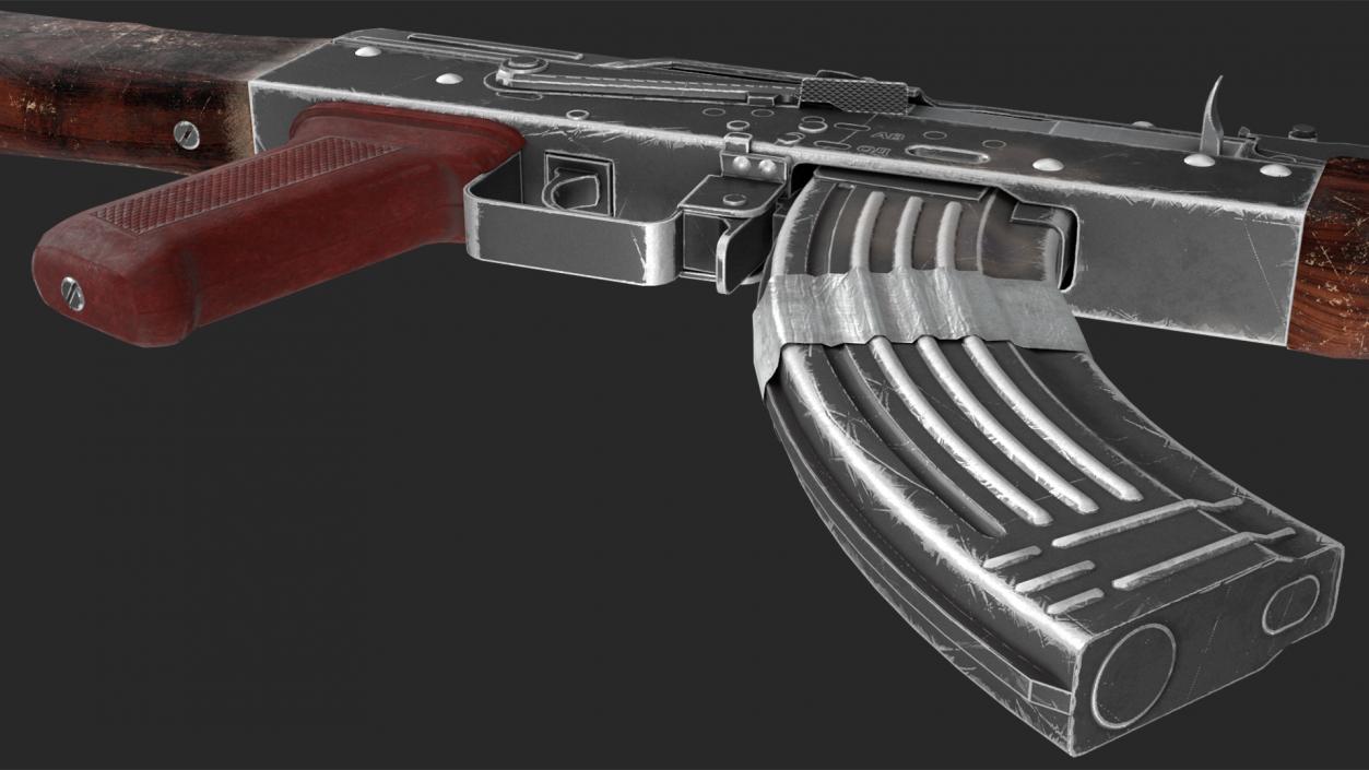 3D Damaged AK47 AAA Game Weapon model