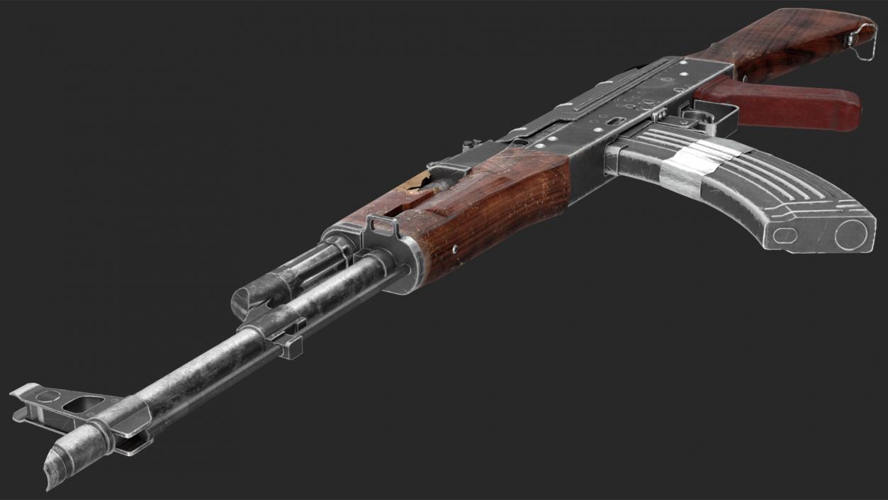 3D Damaged AK47 AAA Game Weapon model